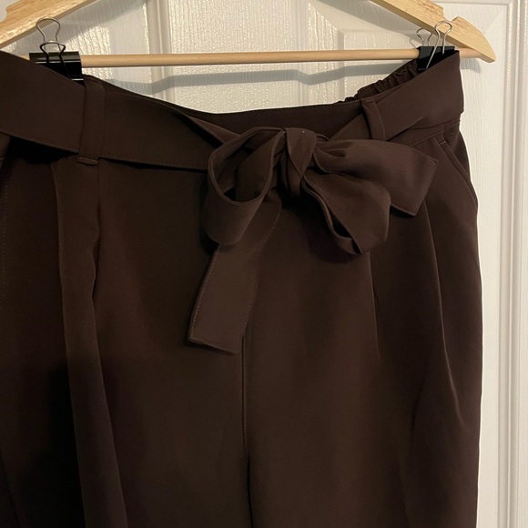 LOFT Oulet Chocolate Tie-Waist Trousers - Picture 3 of 6